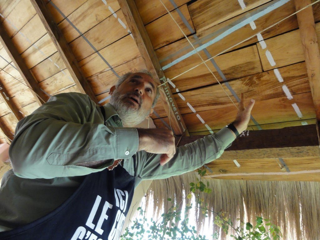 Inti Watana Reloj Solar a reflexión en Posada Inti Watana, hotel temático astronómico
en Tafí del Valle
Juan, anfitrion, explicando el Reloj Solar a reflexion diseñado por el